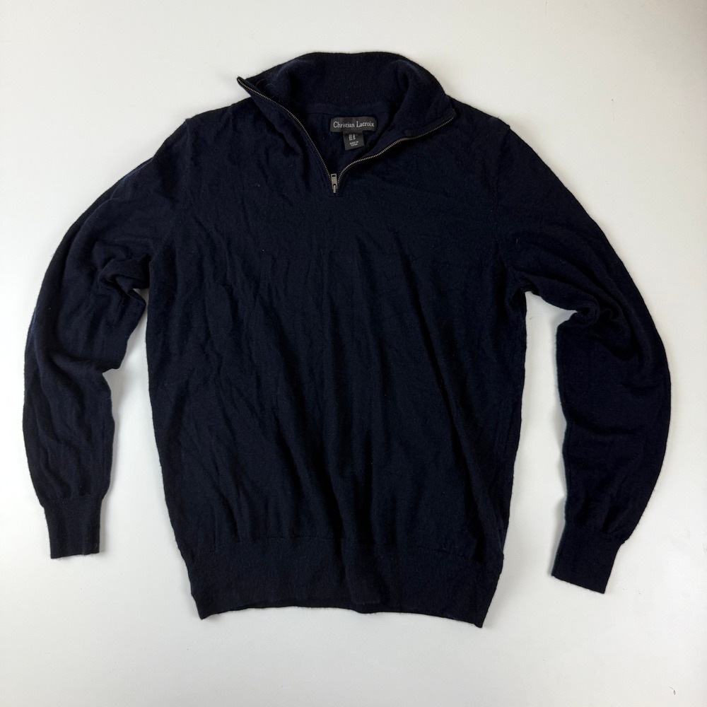Christian Lacroix Quarter-Zip Sweater – Size M – 100% Extra Fine Merino Wool